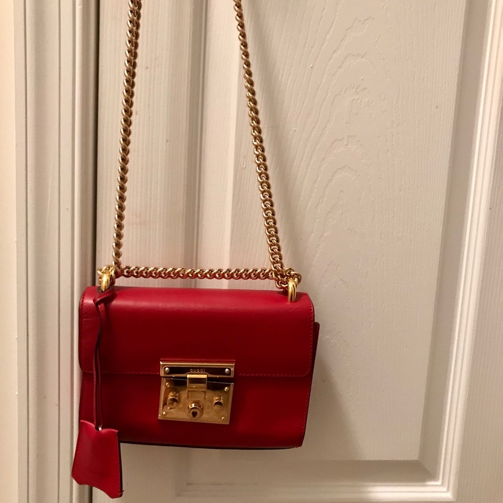 100% Authentic Red Gucci Padlock small handbag